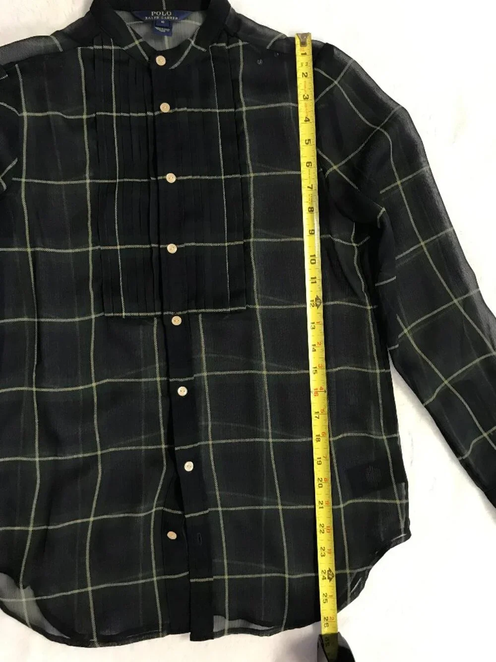 Polo Ralph Lauren Sheer Plaid Chiffon Button Shirt Youth 16 Fits XS